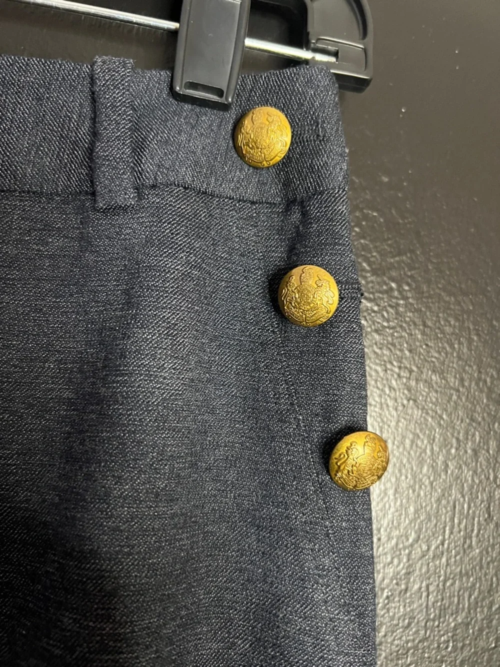The Limited Navy Pencil Skirt with Gold Collegiate Buttons - Picture 3 of 5